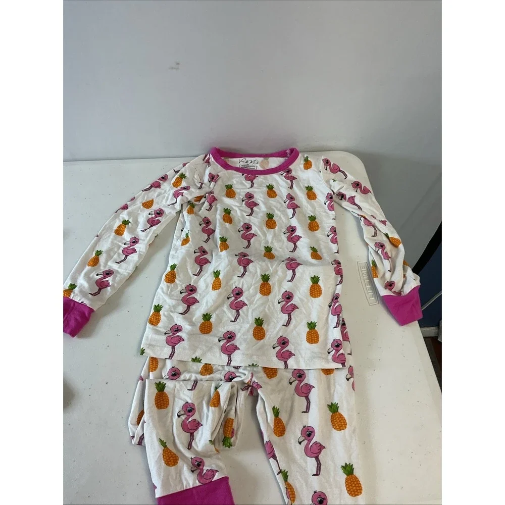 Lot of 6 Pieces‎ 5T Vive and Mack Bamboo Girls Pajama set Floral Swans Flamingos